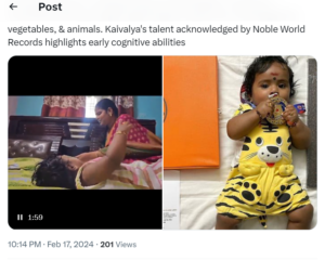 World Record: Andhra's Four-Month-Old Baby Sets World Record. 29 Andhra World Record